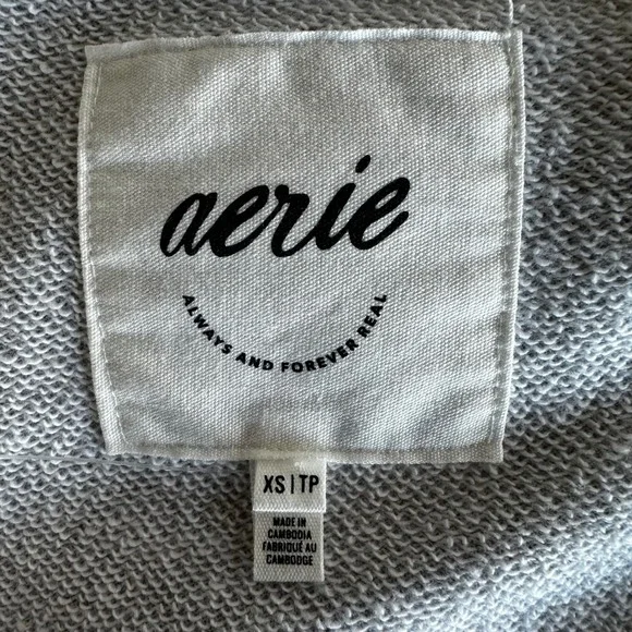 Aerie Sweater Cardigan Oversized V-Neck Button Front French Terry Grey Size XS - Picture 3 of 9